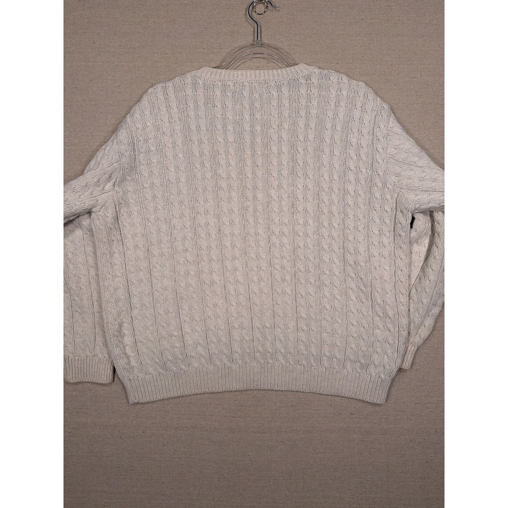 Lord & Taylor Vintage Cream Cable Knit Cotton Sweater Crewneck Cream Medium - Picture 5 of 5